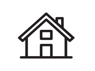 Modern House Building Illustration in Sleek Line Drawing