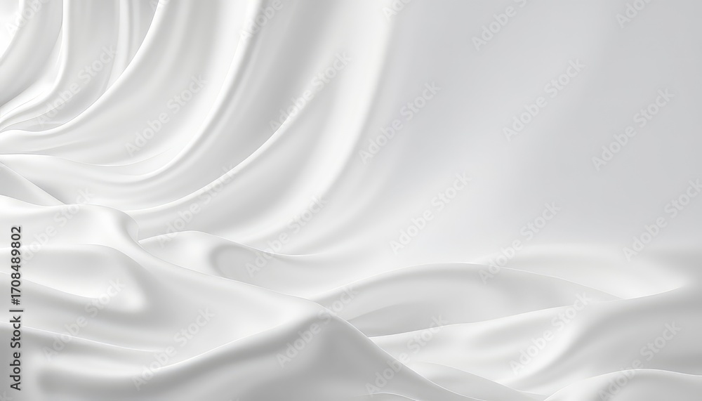 Poster elegant white fabric softly draped, creating a smooth and flowing background with subtle textures an