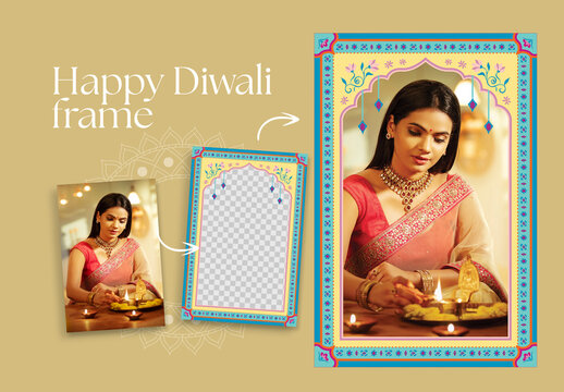 Happy Diwali Photo Frames for Indian Borders & Festival Greeting Cards