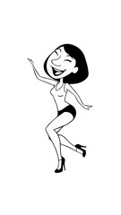 Beautiful woman dancing black and white vector illustration elegant graceful artistic silhouette design