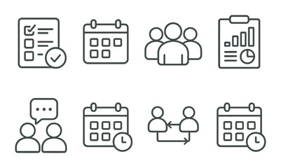Dark themed icons for planning, communication, and analysis
