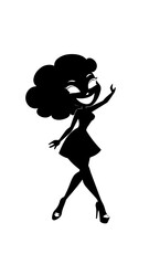 Beautiful woman dancing black and white vector illustration elegant graceful artistic silhouette design