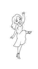 Beautiful woman dancing black and white vector illustration elegant graceful artistic silhouette design