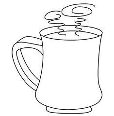 cute cartoon hand drawn vector hot tea mug outline.