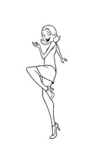 Beautiful woman dancing black and white vector illustration elegant graceful artistic silhouette design