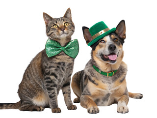 St Patricks Day cat and dog friends