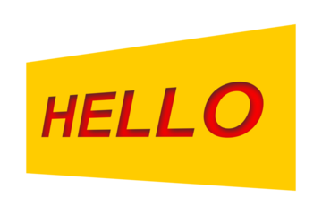 Yellow banner with red hello text vector design for greeting sign, welcome poster, label, sticker, and communication graphics