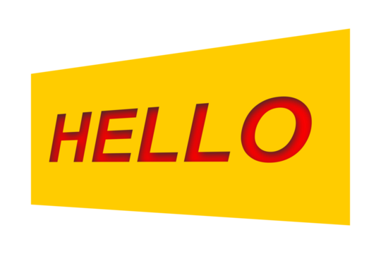 Yellow banner with red hello text vector design for greeting sign, welcome poster, label, sticker, and communication graphics