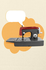 Composite banner trend collage of bubble communication speech chatterbox information dialogue...