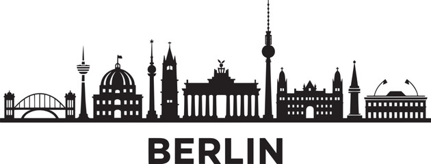 Berlin Skyline Silhouette Vector Illustration with Cityscape Landmarks and Urban Design © MC Creative