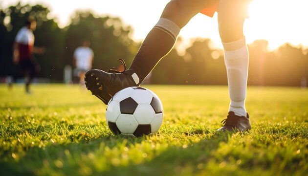 Soccer Player Focusing on the Ball. - Powered by Adobe