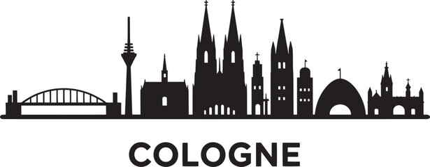 Cologne Skyline Silhouette Vector Illustration Showcasing City Landmarks and Urban Landscape