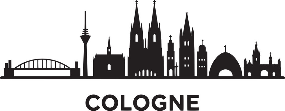 Cologne Skyline Silhouette Vector Illustration Showcasing City Landmarks and Urban Landscape