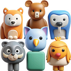 Cute 3D Cartoon Toy Animals – Colorful Wildlife Characters for Kids