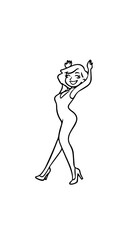 Beautiful woman dancing black and white vector illustration elegant graceful artistic silhouette design