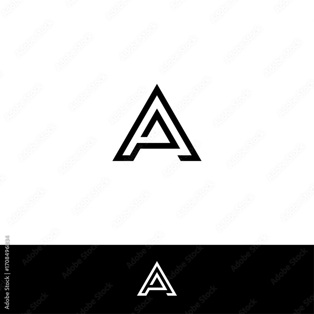 Poster one line letter ap or pa triangular pyramid monogram with two backgrounds.