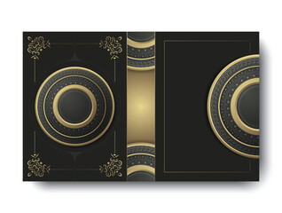 Ornate Decorative Golden Design Template for Book Cover or Invitation