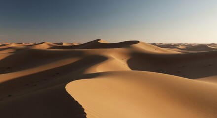 Vast desert dunes under a clear sky