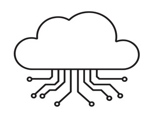 Cloud migration minimal vector icon with smooth elegant outline
