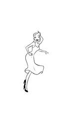 Beautiful woman dancing black and white vector illustration elegant graceful artistic silhouette design