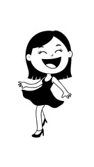 Beautiful woman dancing black and white vector illustration elegant graceful artistic silhouette design