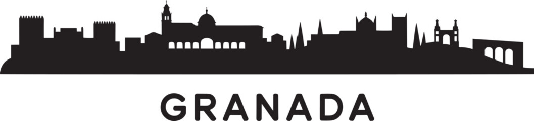 Granada Cityscape Silhouette Vector Illustration with Detailed Skyline and Urban Architecture Design