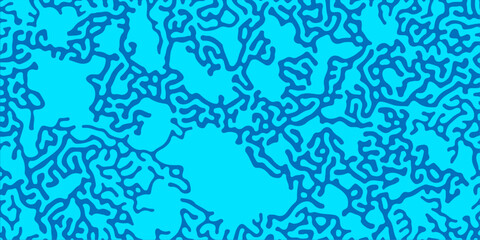 Abstract seamless blue water background with a seamless texture, wave, and light. Banner with a hand drawn turing style pattern design. Turing ornament halftone puzzle pattern. color, textile, line