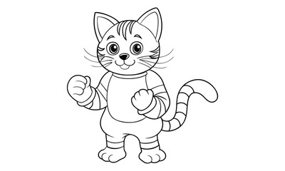 Obraz premium Mittens Cat, kids line art doodle pattern design t shirt silhouette and vector, intricate line art design, relaxing printable, high-quality illustration for stress relief, art therapy activity.