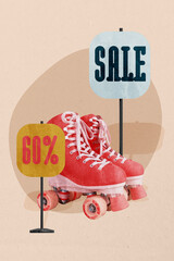 Trend composite sketch template photo collage of roller skates retro black friday consumerism offer...