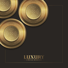 Elegant Golden Ornamental Circle on Dark Background Decoration Design