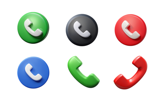 Set of Phone Call Icons in Multiple Colors