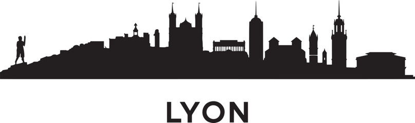 Lyon Skyline Silhouette Vector Illustration A Detailed Cityscape Depiction of French Urban Architecture
