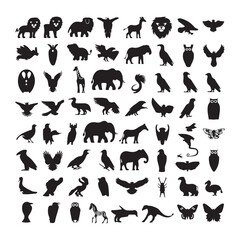 Flying Birds Silhouettes Vector Pack, Diverse Bird Shapes for Nature Design Projects