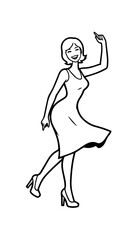 Beautiful woman dancing black and white vector illustration elegant graceful artistic silhouette design
