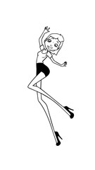 Beautiful woman dancing black and white vector illustration elegant graceful artistic silhouette design
