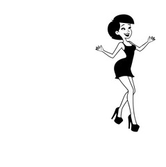 Beautiful woman dancing black and white vector illustration elegant graceful artistic silhouette design
