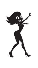 Beautiful woman dancing black and white vector illustration elegant graceful artistic silhouette design
