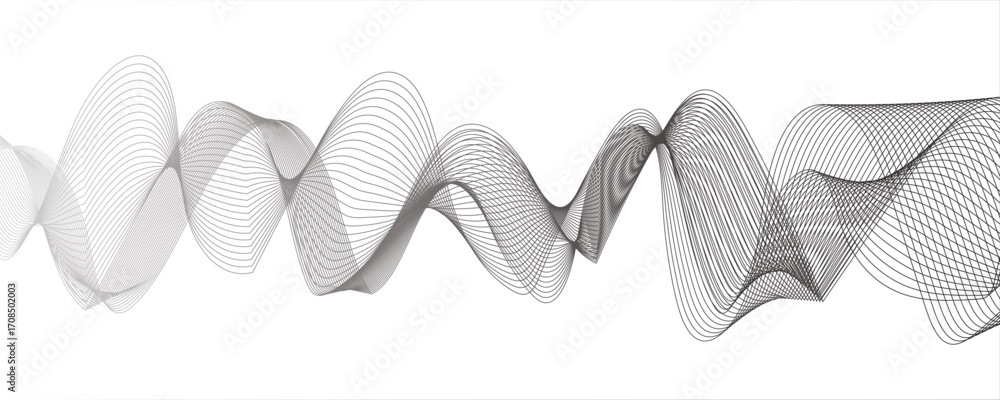 Poster abstract modern background with flowing wave lines in gradient shades of gray and aqua. curved, smoo