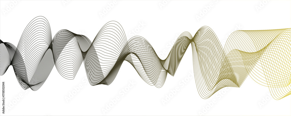 Poster abstract modern background with flowing wave lines in gradient shades of gray and aqua. curved, smoo