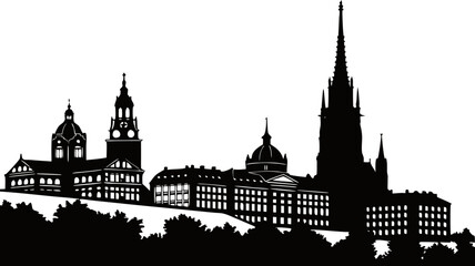Obraz premium Vector art of uppsala city skyline silhouette, showcasing the architectural beauty of this historic swedish city