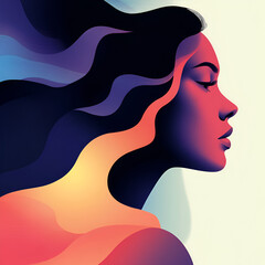 Beautiful illustration of a woman, ideal for use in Pink October campaigns