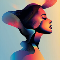 Beautiful illustration of a woman, ideal for use in Pink October campaigns