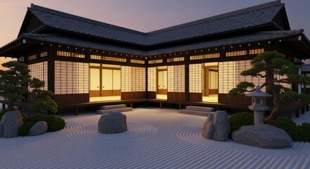 Zen Garden Retreat - A Tranquil Japanese-Inspired Architecture.