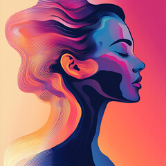 Beautiful illustration of a woman, ideal for use in Pink October campaigns