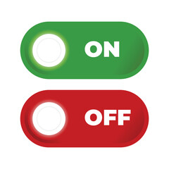 Green and Red On Off Toggle Switch Buttons. Digital Interface Design
