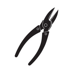 Silhouette pliers isolated on white background. Silhouette pliers icon.