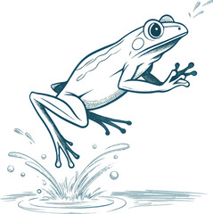 Jumping Frog Sketch Illustration – Amphibian Drawing