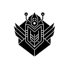 Obraz premium Abstract geometric bug with wings design on transparent background