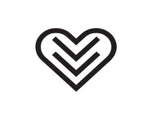 Elegant heart with arrow vector icon in stylish minimalist details