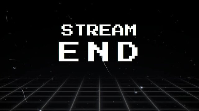Stream End on black background with grid 4k, for streamer end